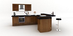 fitted kitchen bar curved 3d lwo