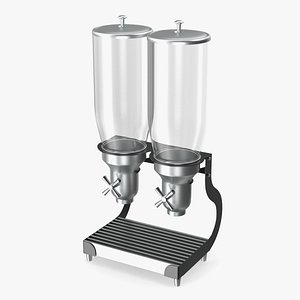 Double Food Dispenser with Metal Base 3D model