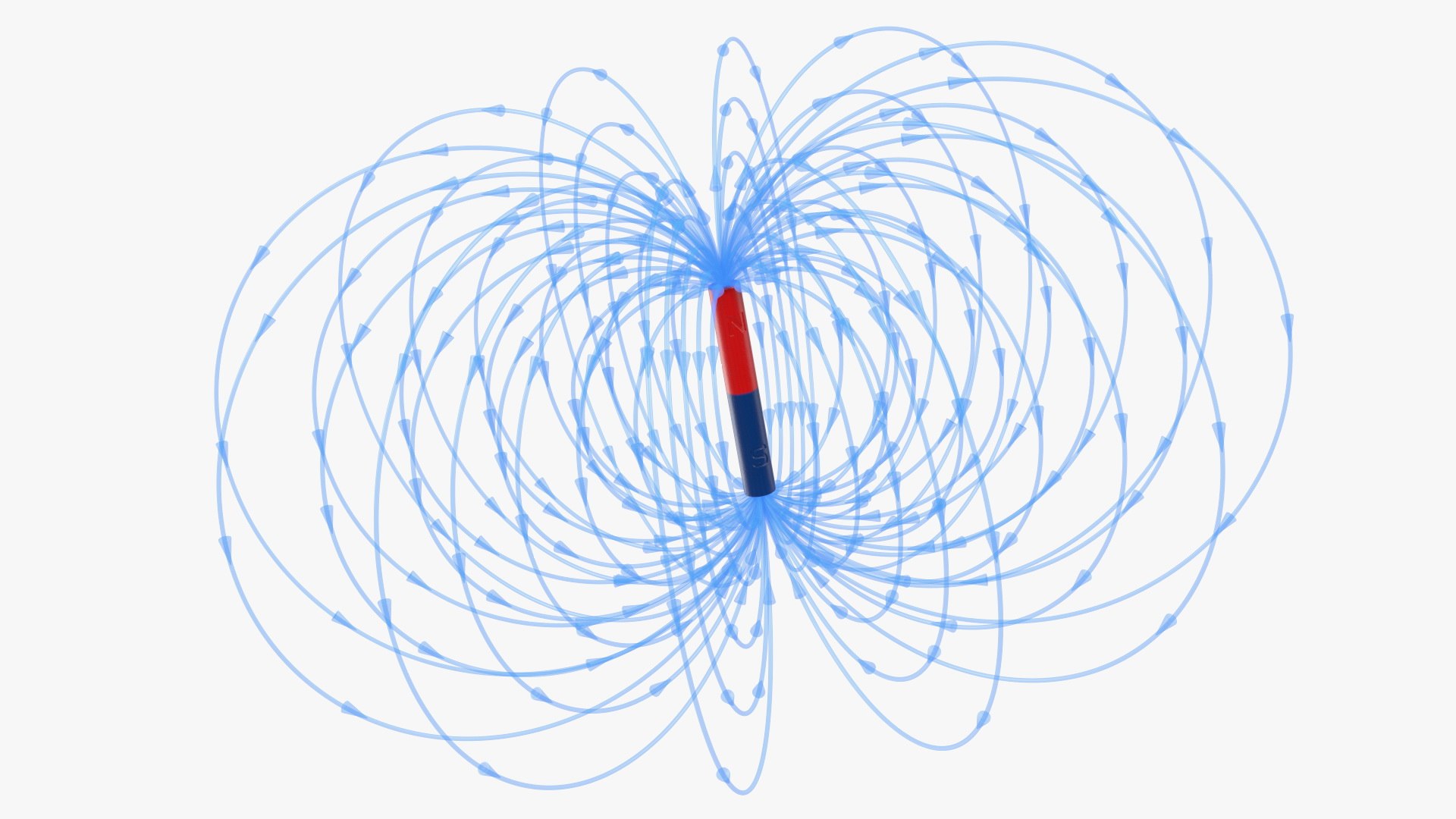 Magnetic Field Cylinder Magnet 3D model preview