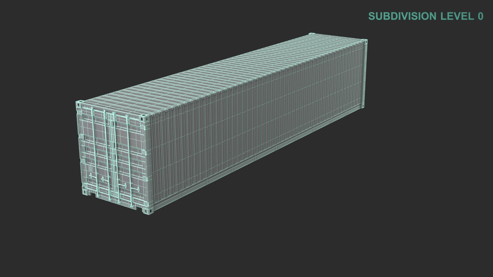 40ft Shipping Container 3D model https://p.turbosquid.com/ts-thumb/gX/juIKGD/8Y/wireframe0007/jpg/1658902319/1920x1080/fit_q87/d46b7207b6f8d2e500746c62be8b56bea8a9052d/wireframe0007.jpg