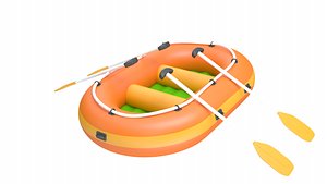 3D Cartoon ui ICONS Kayak Drift Boat Hovercraft Inflatable boat Rowing paddle model