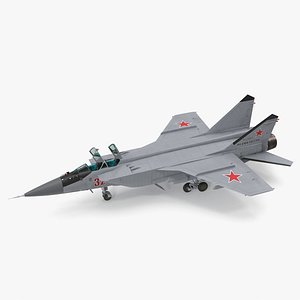 3D Mikoyan MiG-31 Supersonic Interceptor Aircraft Rigged for Cinema 4D