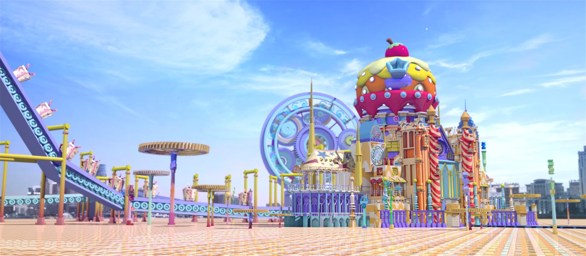 Cartoon amusement park amusement park amusement park equipment 3D ...