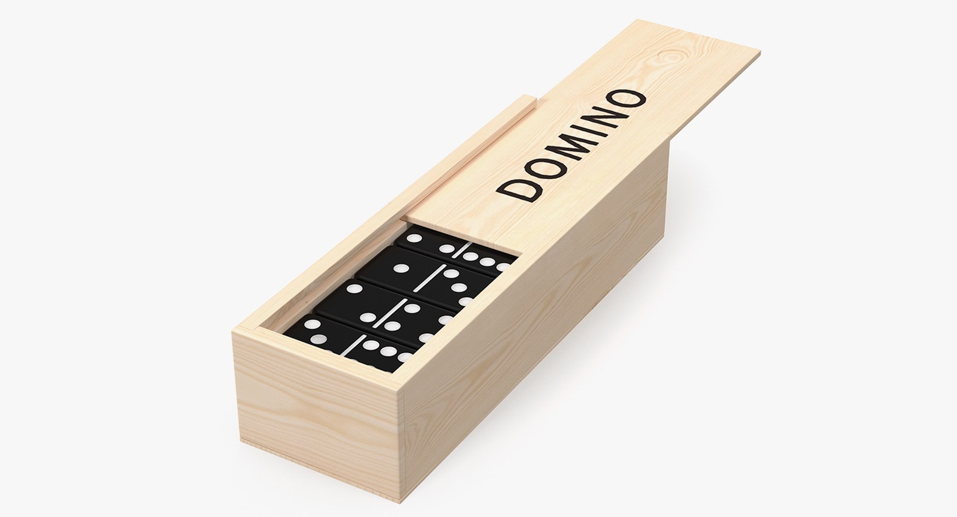 Black Domino Knuckles in Wooden Box 3D model preview
