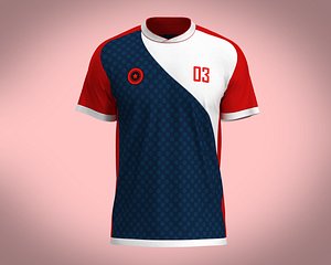 Soccer Blue And Red Jersey Player-03 3D model