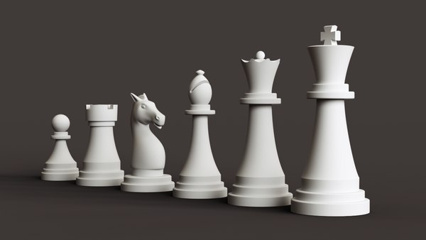 チェスの駒のポーン、ルーク、ナイト、ビショップ。クイーンとキングが90％オフ！3Dモデル -