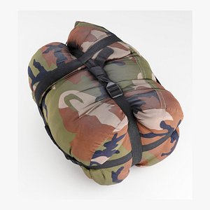 Military sleeping bag in roll rolled tactical outdoor camping