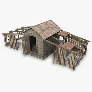 3D old wooden house model