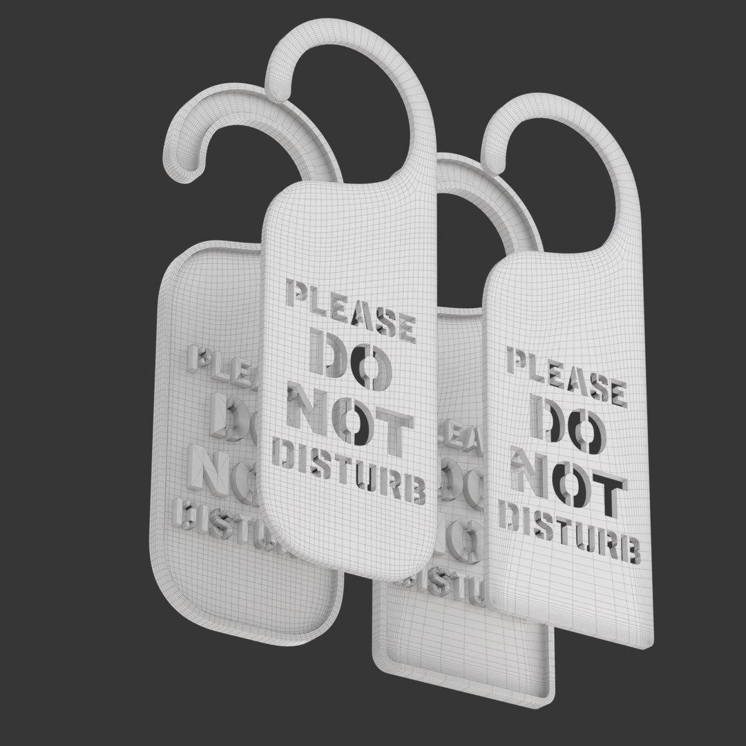 3D Model Printable Do Not Disturb Door Hanger-SET 1 - TurboSquid 1862472
