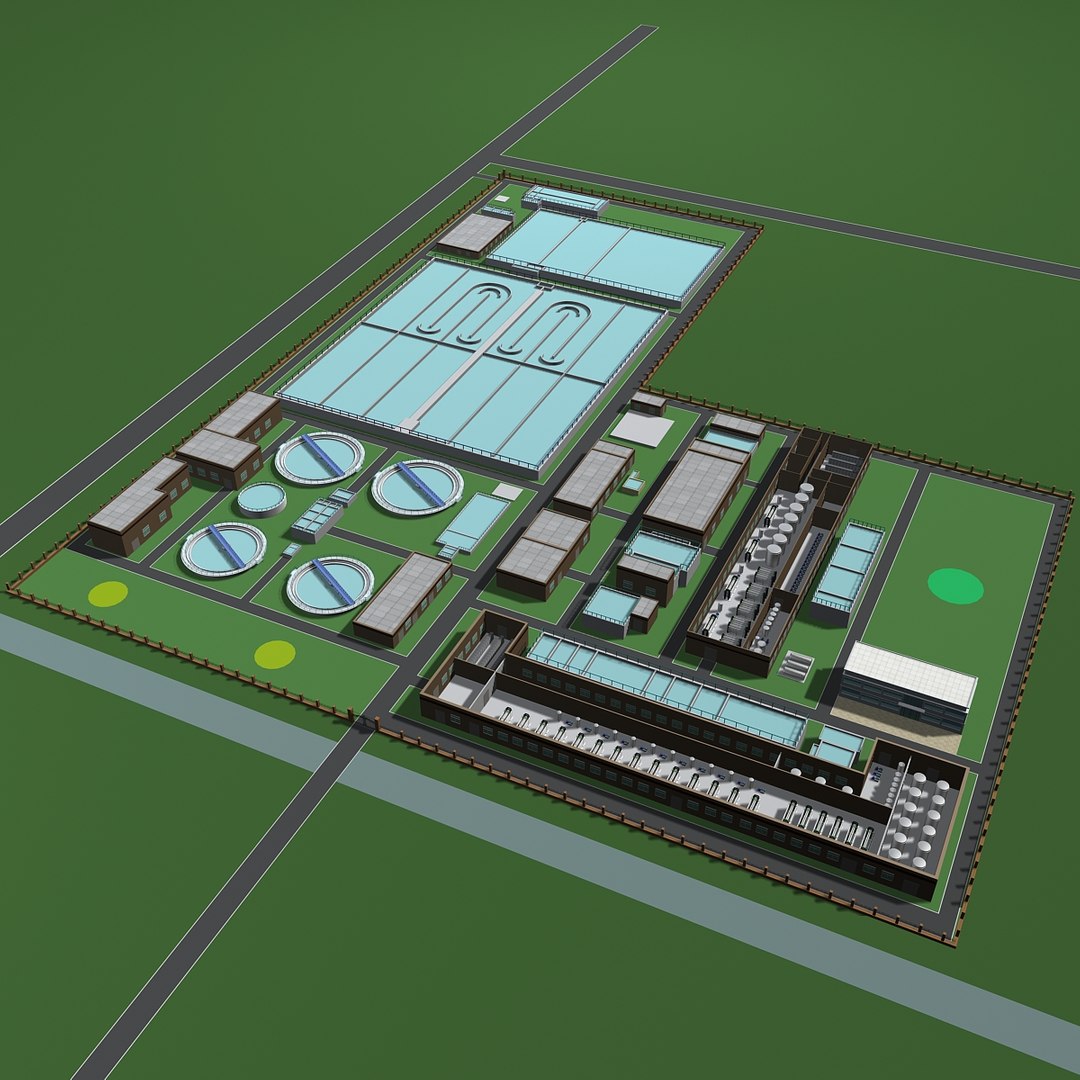 3D Sewage Treatment Plant - TurboSquid 1911055