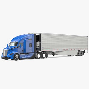 3D Kenworth Truck with Vanguard Reefer Trailer Rigged for Cinema 4D