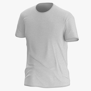 T Shirt Worn Male Crew Neck Pose 02 White Blank and Banded Heather 3D model