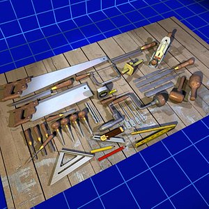 3d model wood working tool set