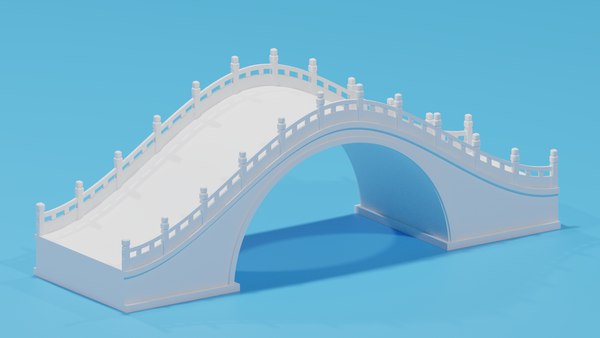 Cartoon Chinese Stone Bridge 3D model