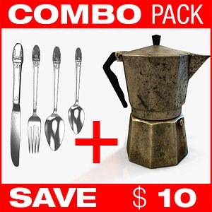 combo fork coffee 3d model