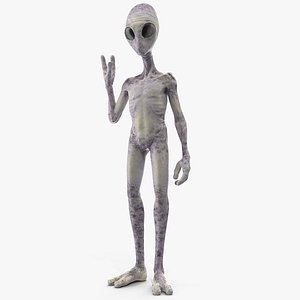 3D humanoid alien greeting pose