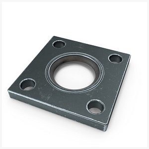 Square Flange Steel Medieval With Rubber  PBR 2 3D