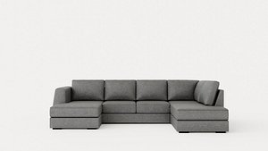 Optus U Sofa With Divan Left Light Gray