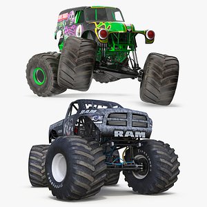 Rigged Monster Trucks Collection 3D