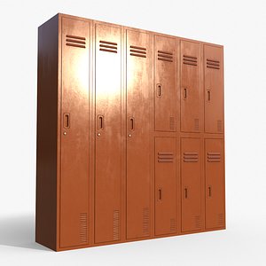 3D model PBR School Gym Locker 06 - Orange