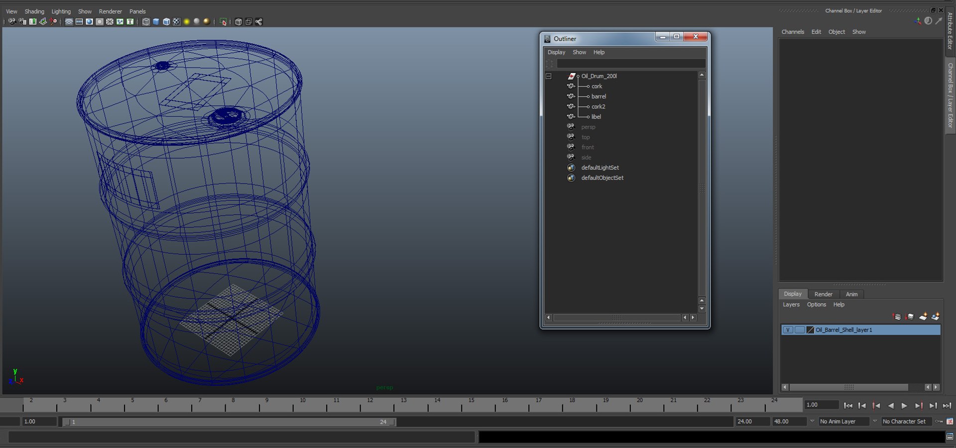 Oil Barrel Shell 3D model preview