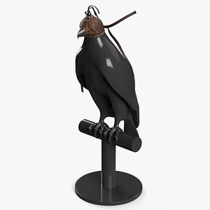 3D Leather Hunting Hood for Bird of Prey on Display Stand