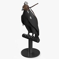 Leather Hunting Hood for Bird of Prey on Display Stand