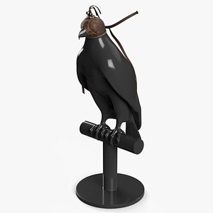 Leather Hunting Hood for Bird of Prey on Display Stand
