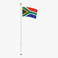 South Africa Flag Stand Pole Animated