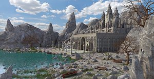 3D castle fantasy landscape model