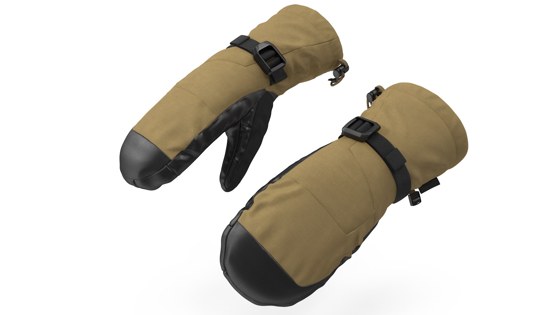 Insulated Mens Ski and Snowboard Mittens Beige 3D model preview