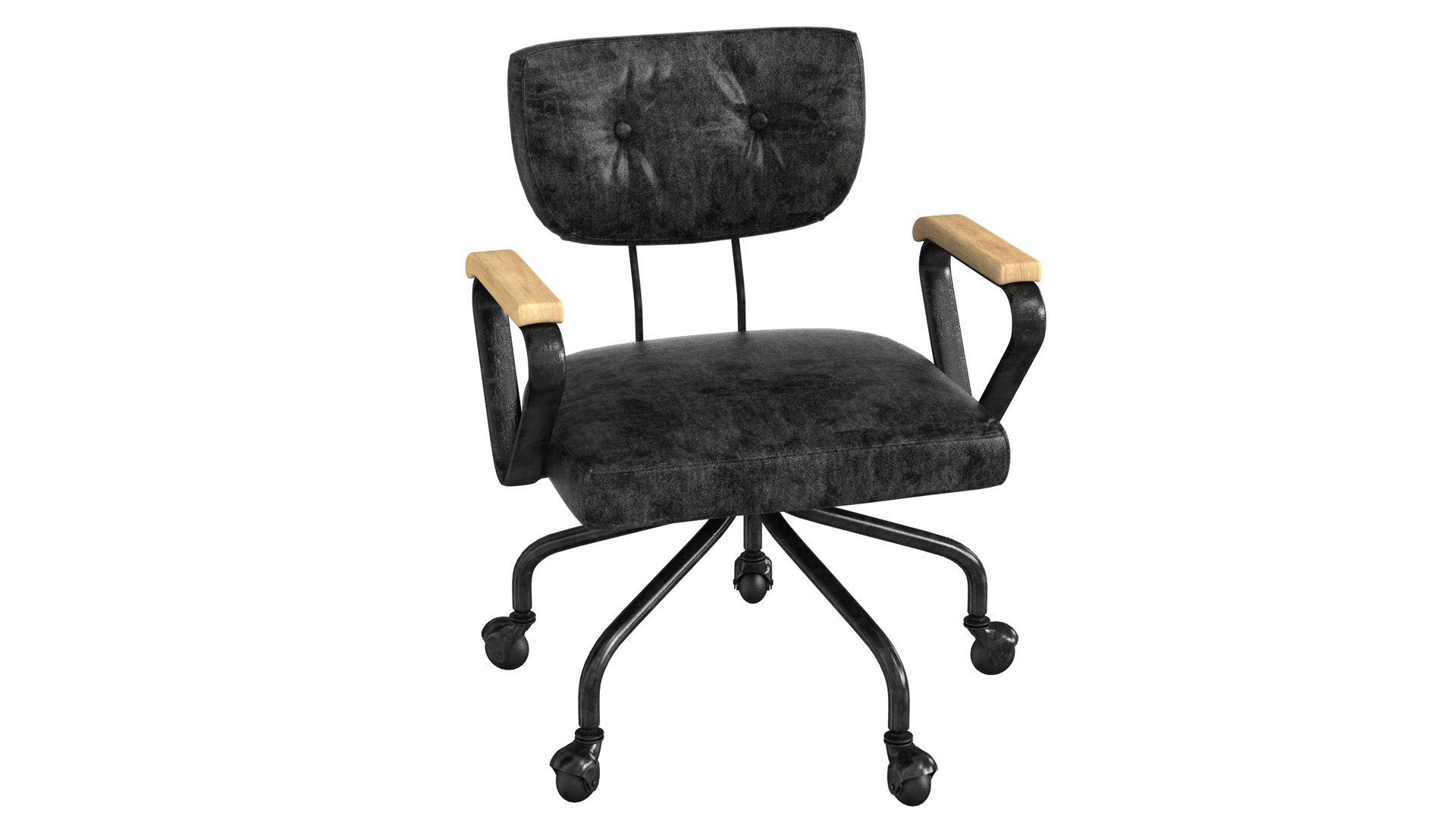 ACME Furniture Hallie Top Grain Leather Office Chair in Vintage Black