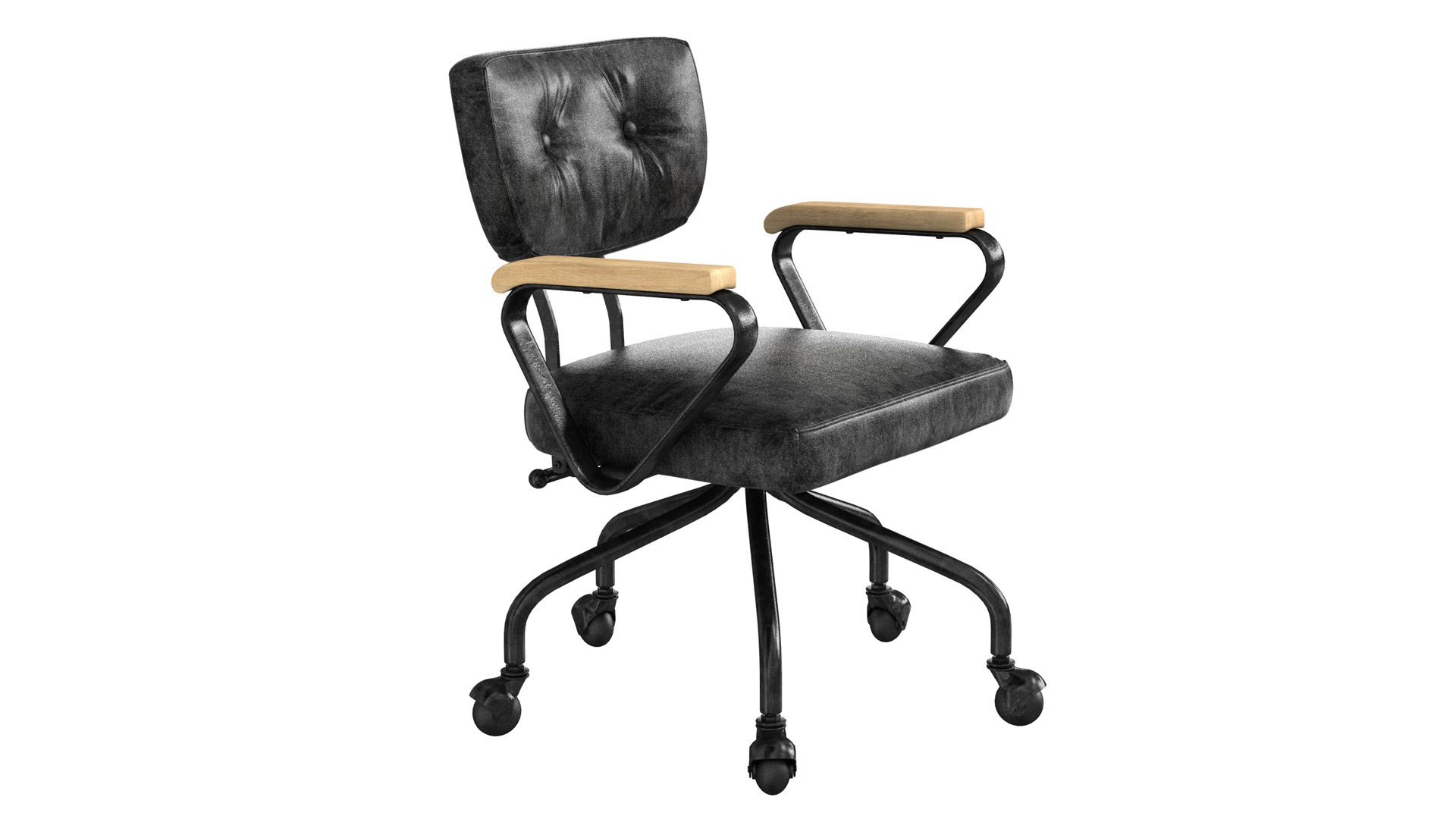 ACME Furniture Hallie Top Grain Leather Office Chair in Vintage Black