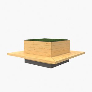 3D Street flowerbed with a bench model