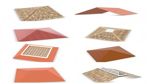 3D 8 Detailed Premium Photo realistic Modern Villa Roofs Collection 3D model model