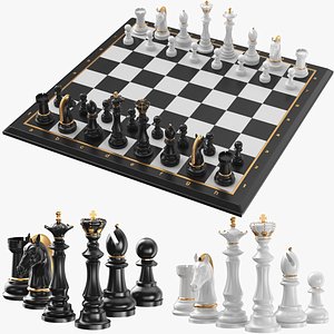 Detailed Chessboard With Chessmen