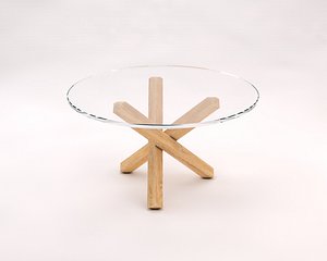 LOUNGE TABLE---Glass tray and crossed tripod