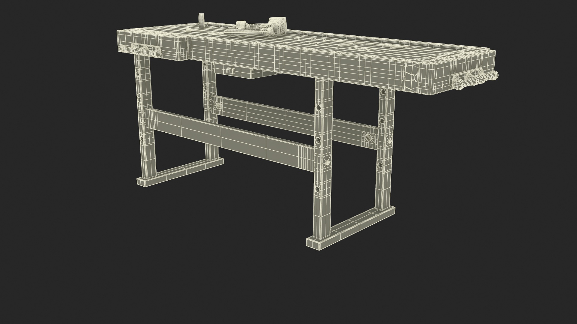 3D Model Wooden Workbench With Tools - TurboSquid 2391465