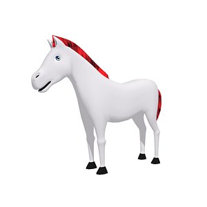 cartoon white horse 3D model