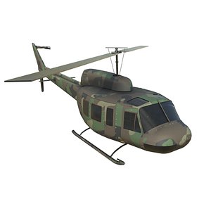 Military Helicopter Bell UH-1 Iroquois LowPoly Model