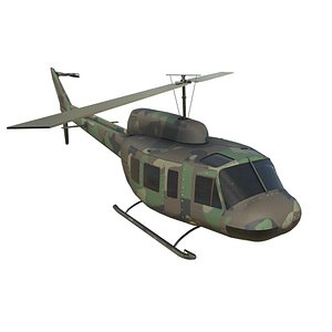 Military Helicopter Bell UH-1 Iroquois LowPoly Model