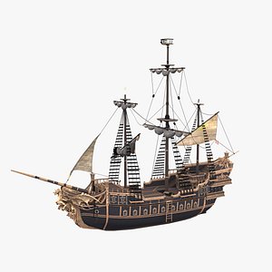 3D Vintage Pirate Galleon