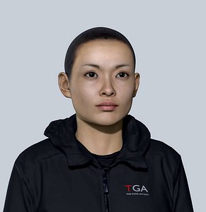 asian woman head 1 low poly high poly