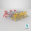 3D Skeletal Pipes Dinning Table Set model