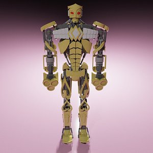 ROBOT GOLDEN FIGHTER IK RIGGED LOWPOLY model