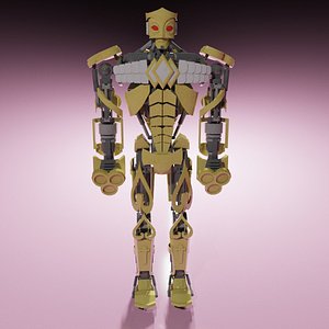 ROBOT GOLDEN FIGHTER IK RIGGED LOWPOLY