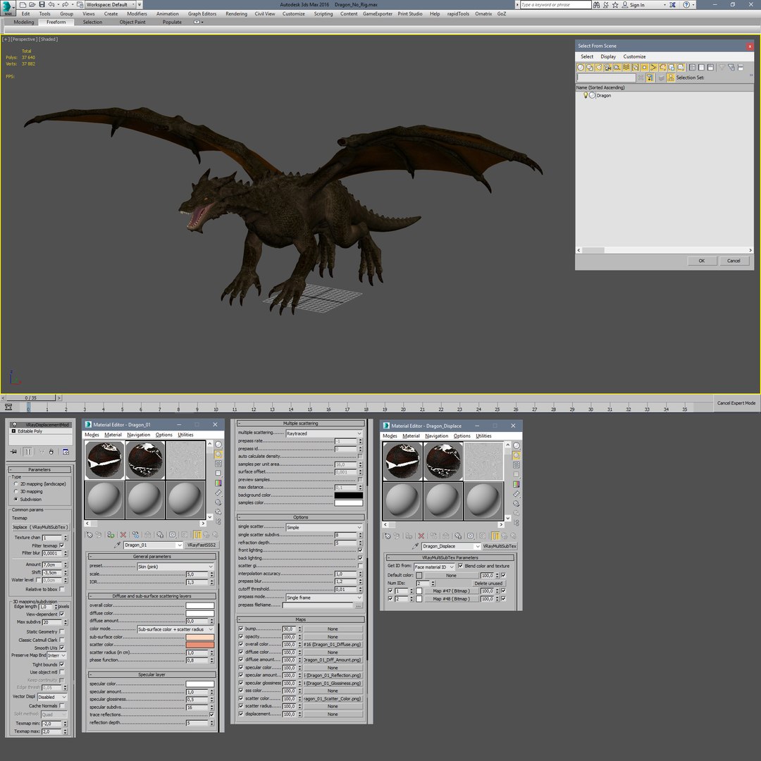 dragon on 3d modeling software