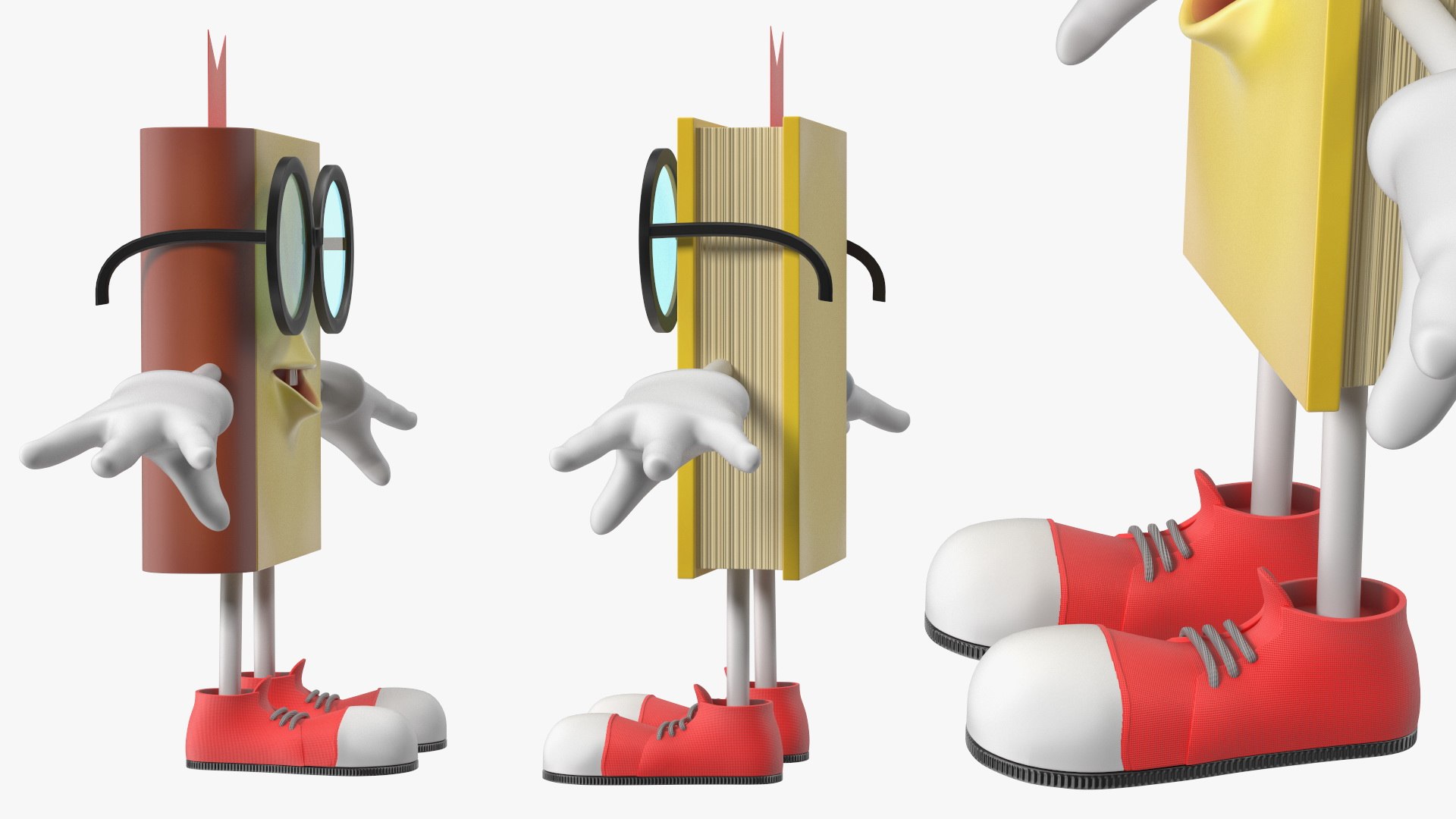 Cartoon Yellow Book Rigged 3D Model - TurboSquid 2127120