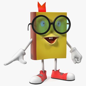 Cartoon Yellow Book Rigged 3D model