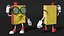 Cartoon Yellow Book Rigged 3D model
